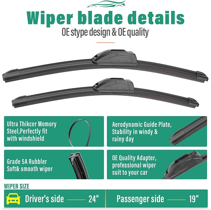 24" 19" 12" Windshield Wiper Blades Replacement - Image 3