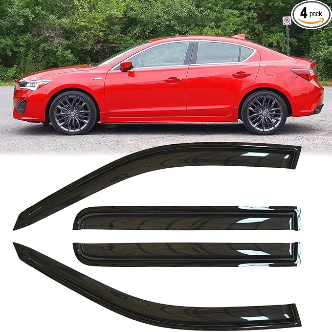 4pcs Outside Mount Style Sun Rain Guard Durable Side Window Wind Deflectors by Deebior
