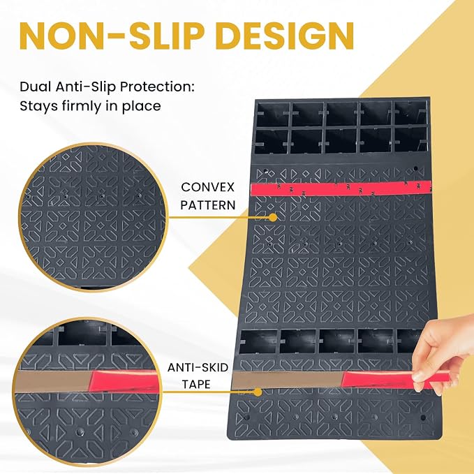 22" x 11.5" Rubber Parking Guide Mat, Heavy-Duty Wheel Stoppers - Image 4