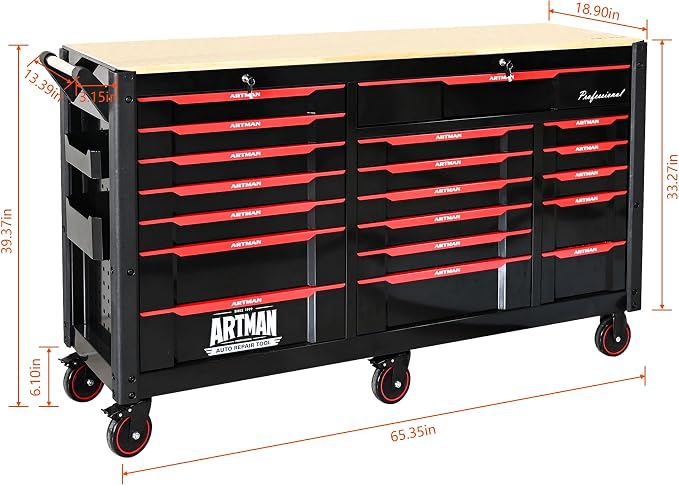66-Inch Rolling Tool Chest and Workbench - Image 3