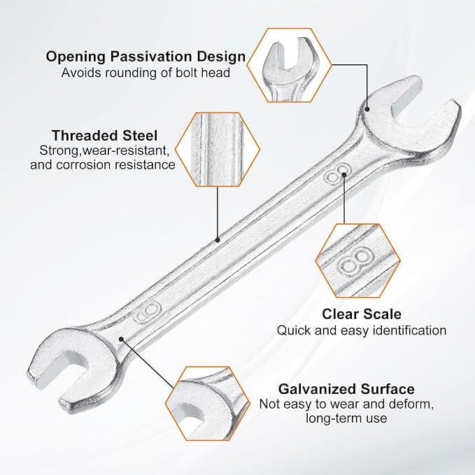 HARFINGTON 5pcs Double Open End Wrench 6mm x 8mm Metric 15 Degree Offset Angle - Image 4