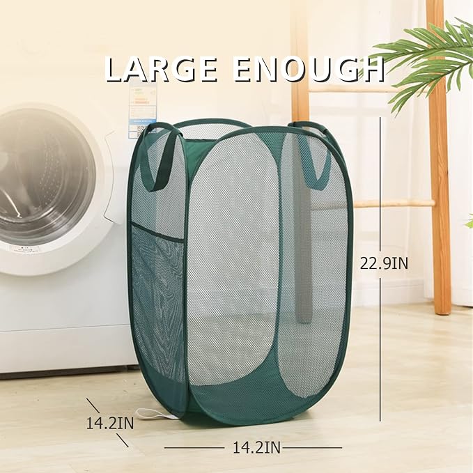 HONOMA Sturdy Mesh Laundry Hamper Basket Bag, Pop up Basket - Image 6