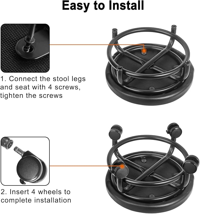 Rolling Stool with Backrest Low Height Rolling Stools, Low Roller Stool Chair - Image 7