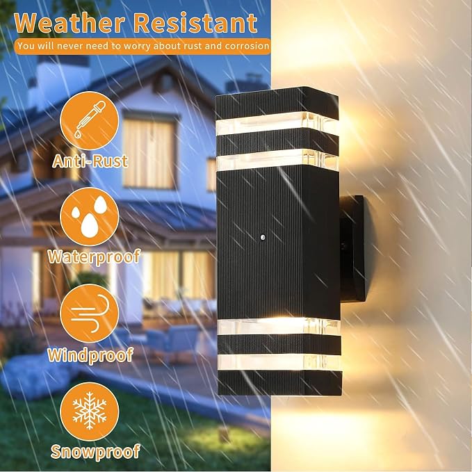 tewei 6 Pack Dusk to Dawn Outdoor Lighting, Modern Black Exterior Light - Image 4