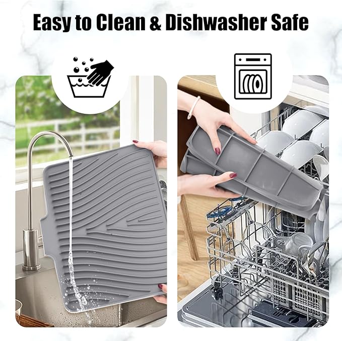 Silicone Dish Drying Mat for Kitchen Counter, Dish Drying Pad, Non-Slip Drain - Image 4