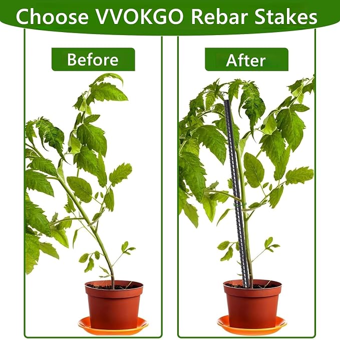 VVOKGO Rebar Stakes 16 Inches Ground Concrete Form Stakes, Straight Metal - Image 5