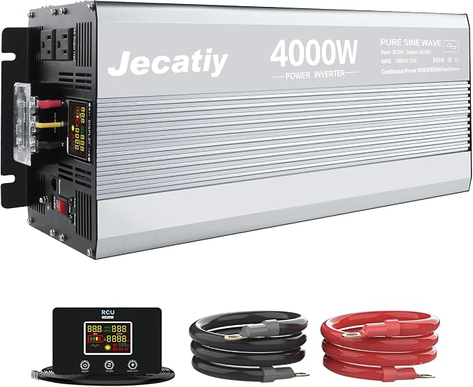 4000 Watt Pure Sine Wave Power Inverter DC 24V to 110V/120V AC Converter by Jecatiy