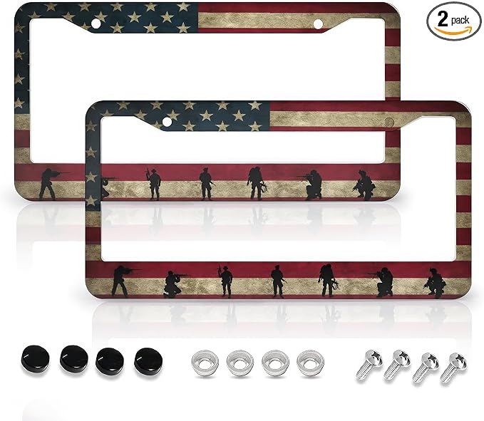 American Flag License Plate Frames by LMUCYISYIS