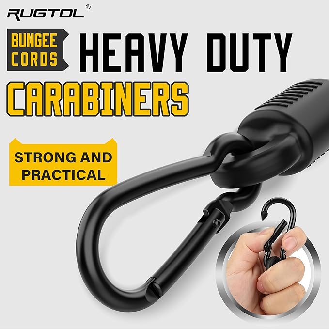 Bungee Cords with Hooks, 60 Inch Adjustable Blue Bungee Cords with Carabiner - Image 6