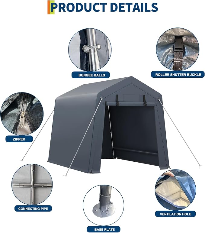 6x6 Ft Carport Heavy Duty Tent - Image 4