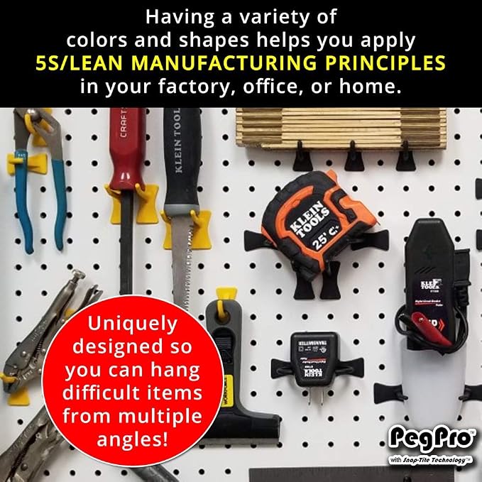 PegPro® J Hooks Kit for Standard “Wood Fiber” pegboard – Durable Plastic - Image 7