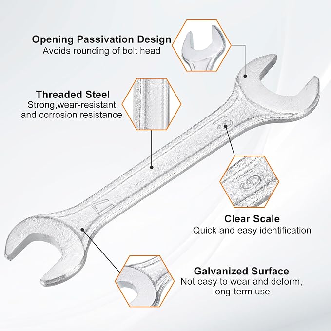 HARFINGTON 5pcs Double Open End Wrench 17mm x 19mm Metric 15 Degree Offset - Image 4