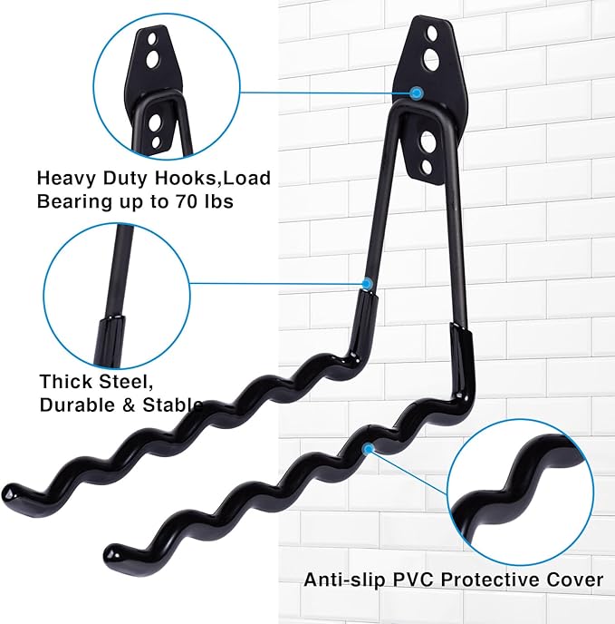 2 Packs Garage Wall Hooks Heavy Duty Hanger, Wall-Mounted Metal Badminton - Image 4