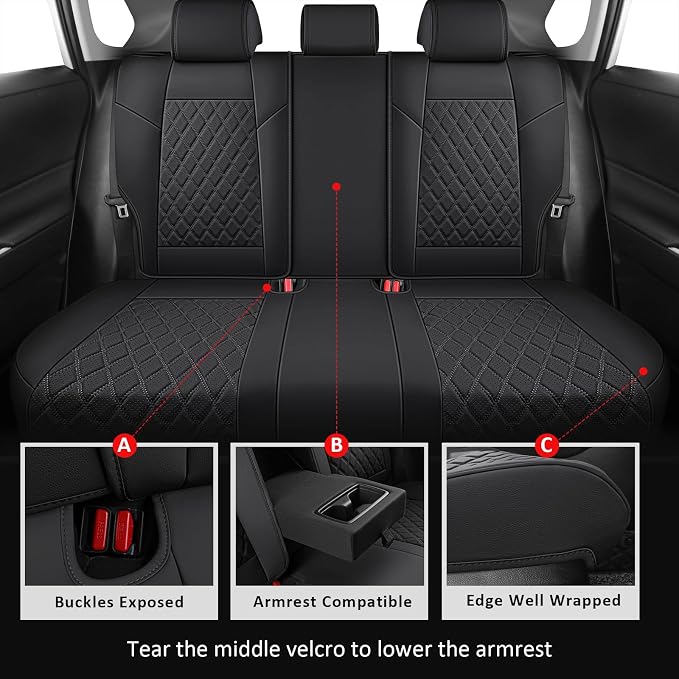 MIROZO Rav4 Seat Covers Full Set, Waterproof Car Seat Covers Faux Leather Seat - Image 4