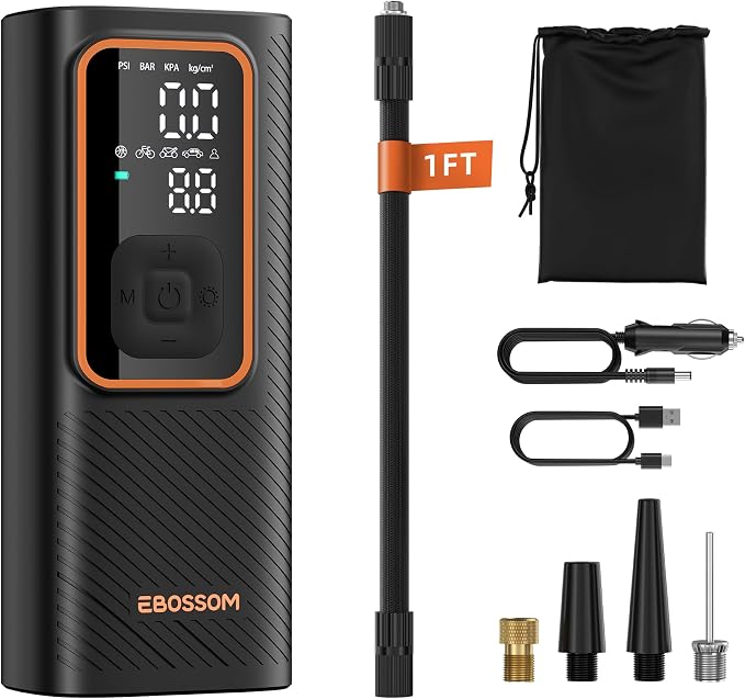 Tire Inflator Portable Air Compressor, Car Air Pump by EBOSSOM