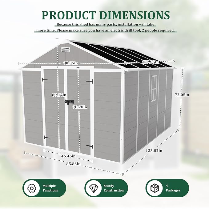 Resin Storage Shed 10x8 ft, Large Outdoor Sheds - Image 2