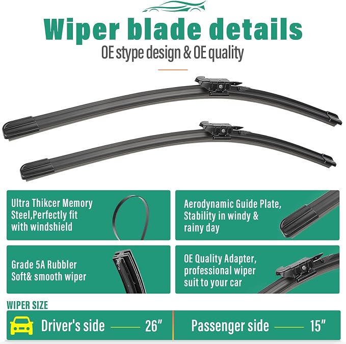 26" 15" 11" Windshield Wiper Blades Replacement - Image 3