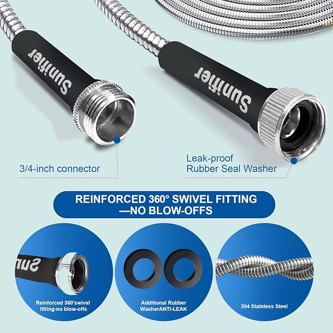 Metal Garden Hose 30 Ft Flexible Stainless Steel Water Hose 25 Ft 50 Ft - Image 3