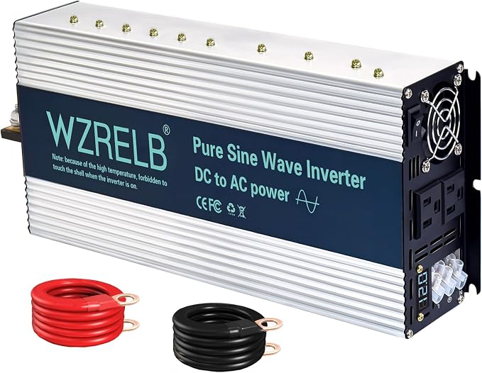 WZRELB 3500W Pure Sine Wave Inverter, Car Power Inverter 12V DC to 110V 120V AC by WZRELB