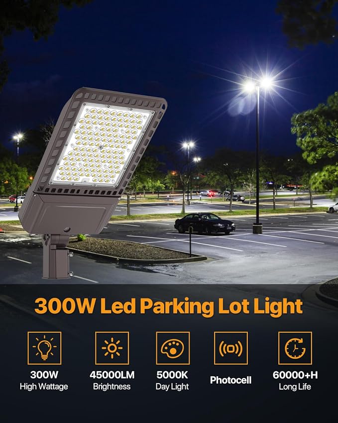 Led Parking Lot Light 300W 45, 000LM Slip Fitter Led Street Pole Light - Image 8