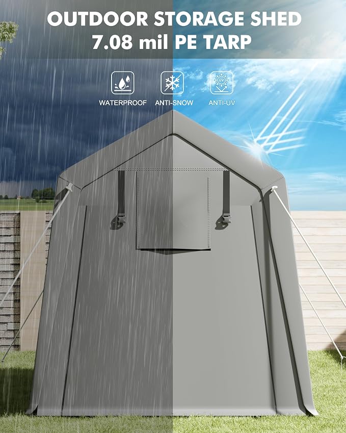 10 x 15 ft Carport Storage Shed, Portable Garage - Image 4