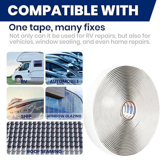ADHES Premium Butyl Sealant Tape 1" x 30 'x 1/8" Gray Butyl Rubber Sealant Tape - Image 3