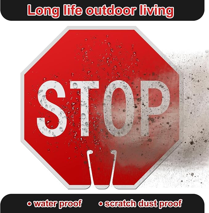 Geetery 12 Pcs Stop Signs 12 x 12 Inches PVC Traffic Cones Top Warning Signs - Image 6