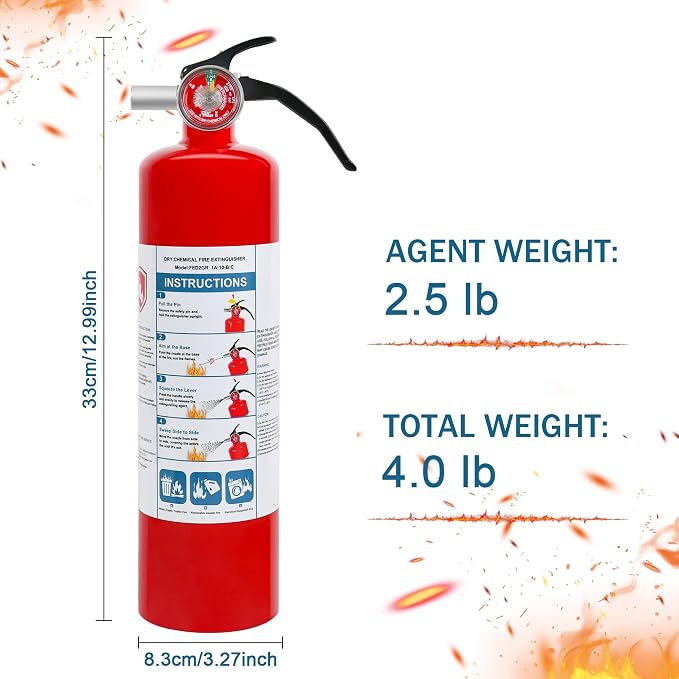 1 Pack Dry Chemical Fire Extinguisher 2.5 lb ABC, Boat Use, 1A:10B:C Rating - Image 5