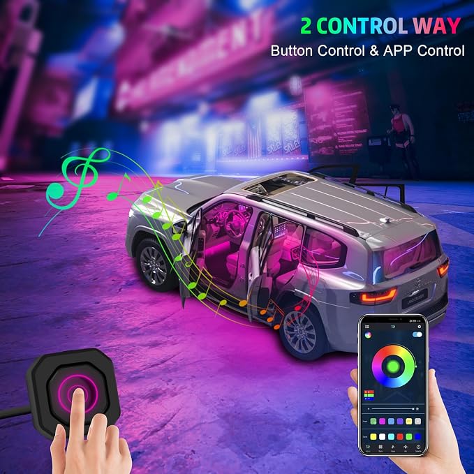 Interior Car LED Strip Lights, AMKI Acrylic LED Lights RGB 10 in 1 - Image 8