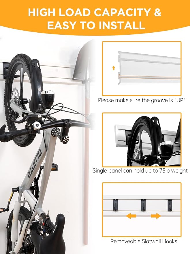 Garage Tool Organizer Wall Mount Slat Wall Paneling Yard Tool Storage - Image 3
