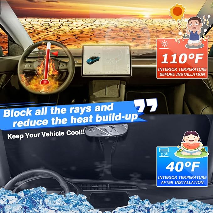 Windshield Sun Shade for 2018-2025 2026 Audi Q5 Accessories Thicken 6-Layer - Image 2