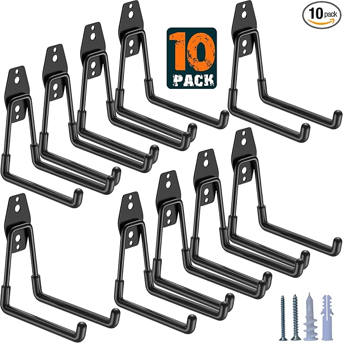 Heavy Duty Garage Hooks 10 Pack, 5.1 inch Medium U Shaped Hanger, Wall Mounted by HUPBIPY