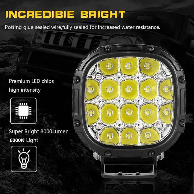 BIGLION.X 4 Inch 160W 18800LM Round LED Offroad Lights Driving Spotlights Fog - Image 6