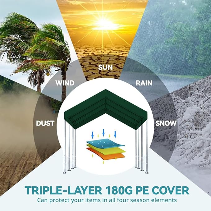 10'x20' Upgraded Carport Replacement Top Canopy Cover - Image 6