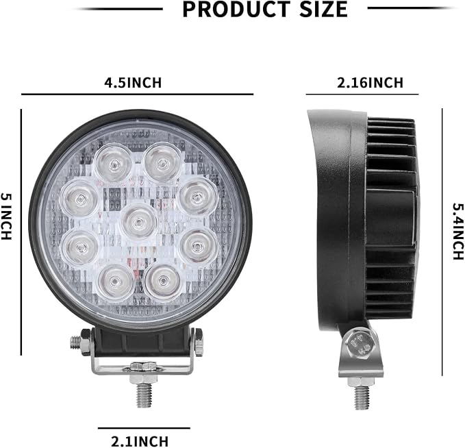 AUXMOTEC 27W Spot Blue Round Work LED Light Fog Offroad Off Road Lights Driving - Image 2