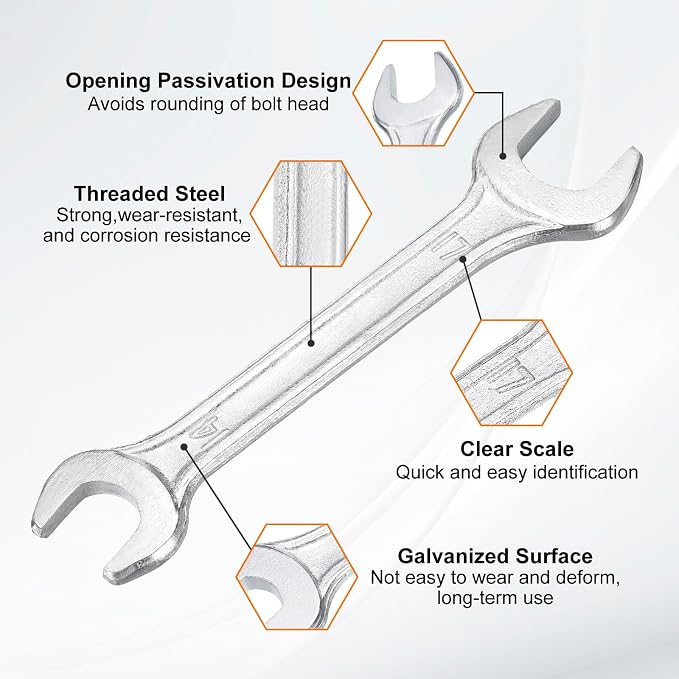 HARFINGTON Double Open End Wrench 14mm x 17mm Metric 15 Degree Offset Angle - Image 4