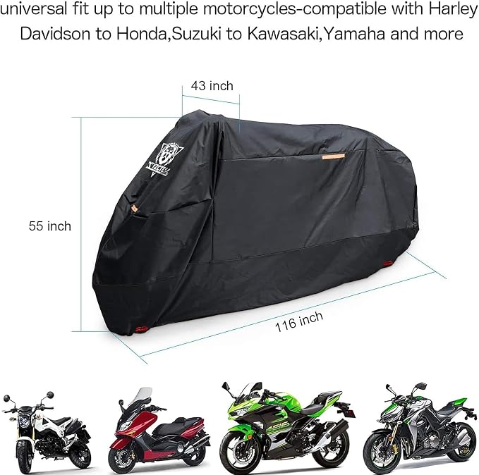 XYZCTEM Motorcycle Cover -Waterproof Outdoor Storage Bag, Made of Oxford - Image 6