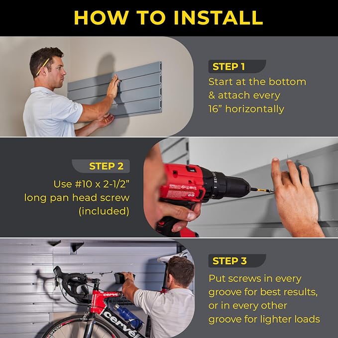 3'H x 4'W Slatwall Panel Garage Wall Organizer: Heavy Duty Wall Mounted PVC - Image 4
