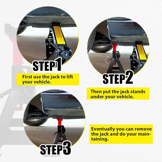 6 Ton Jack Stands, 15.6"-23.4" Adjustable - Image 6