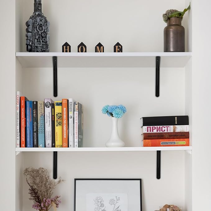 16 Pack L16 x H 10" Black Heavy Duty Shelf Brackets - Image 6