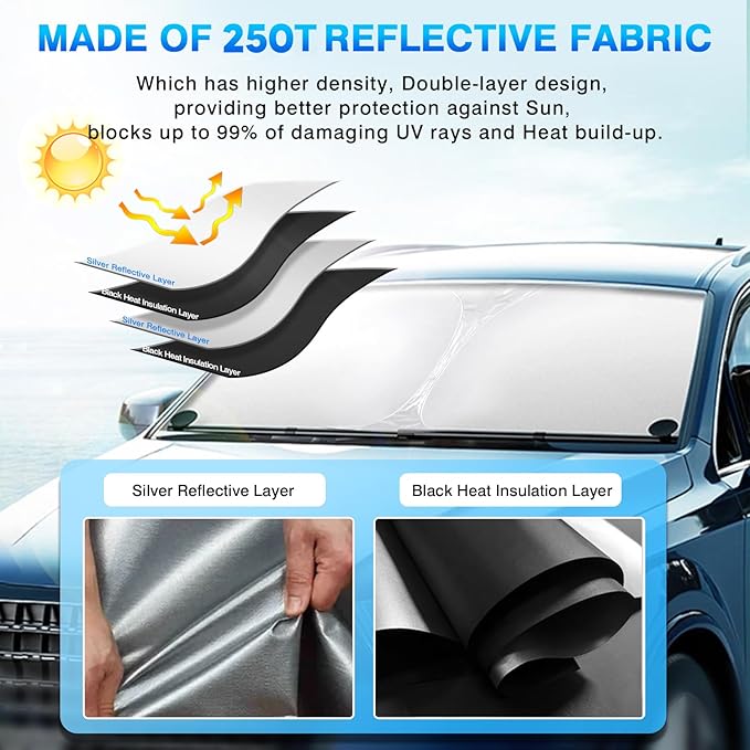 KUST Windshield Sun Shade for Jaguar XJ Accessories 2010-2019 Custom Fit - Image 3