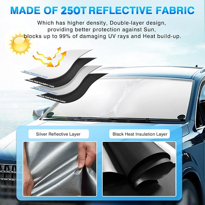 KUST Windshield Sun Shade for Chevrolet Silverado/GMC Sierra 2007-2013 Window - Image 4