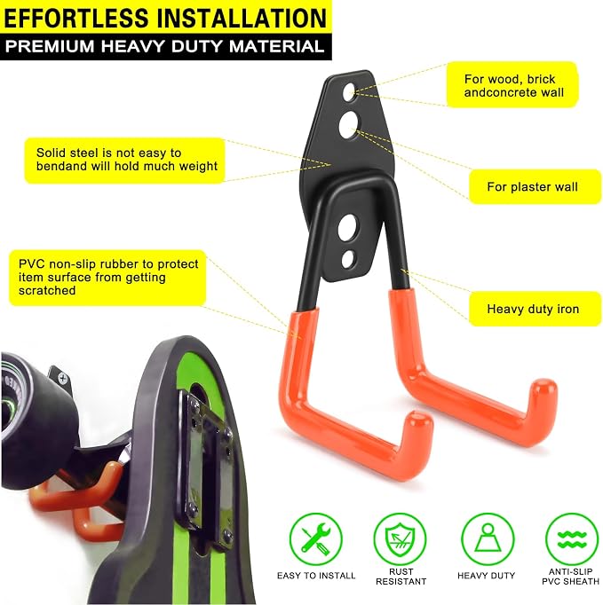 10 Pack Garage Hooks Heavy Duty Storage Organizer Wall Mount Power and Garden - Image 2