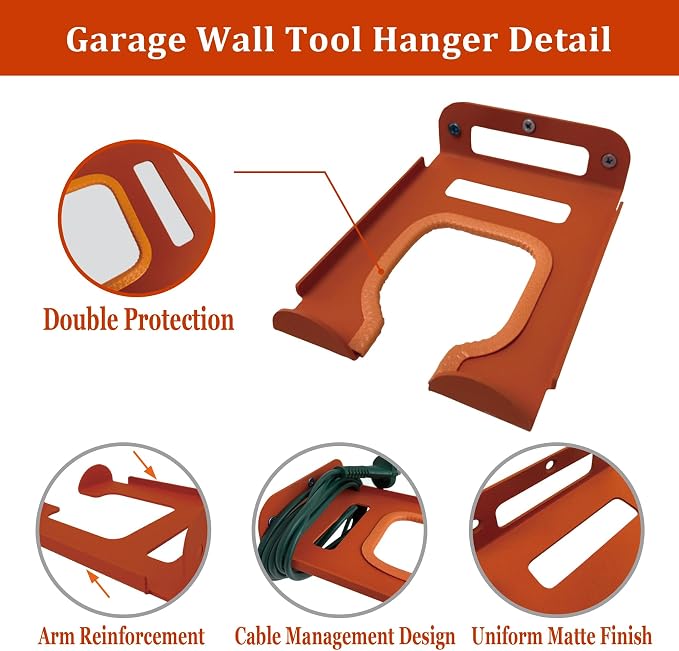 Weed Eater Hanger -2 Pack Heavy Duty Trimmer Rack Wall Mount - Image 3
