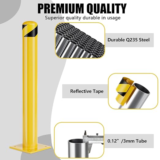 Safety Bollard Post, 36 Inch Height Steel Bollards, 4.5 Inch Diameter Parking - Image 4