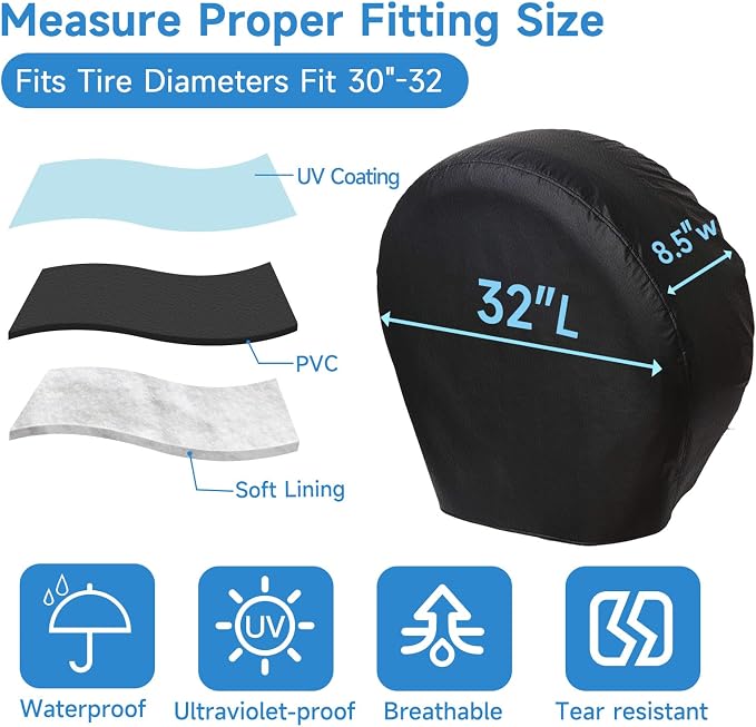 Tire Covers 4 Pack, Waterproof Thickening Tire Wheel Protector - Image 4