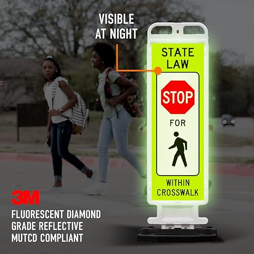 State Law Stop for Pedestrian Within Crosswalk MUTCD R1-6a Sign, Double Sided - Image 4
