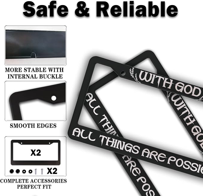 License Plate Frame Black and White Front License Plate Bracket - Image 4