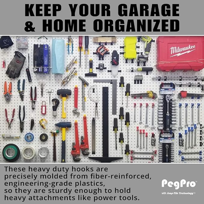 PegPro® 2" Hooks Kit for Standard “Wood Fiber” pegboard – Durable Plastic - Image 3