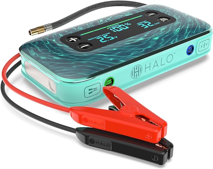 HALO Bolt Air+ 1750 Portable Car Battery Jump Starter | 130 PSI Air Compressor by Halo